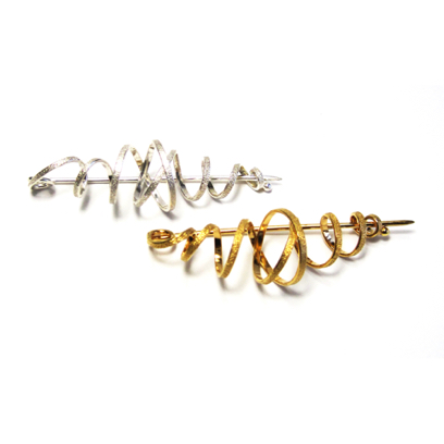 Spiral Coil Pin Brooch

PNSP01-S   (as shown)
PNSP01-OX  (oxidized)
PNSP01-G  (22K gold vermeil)